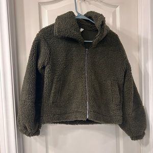 lululemon athletica Olive Green Sherpa Zip Jacket